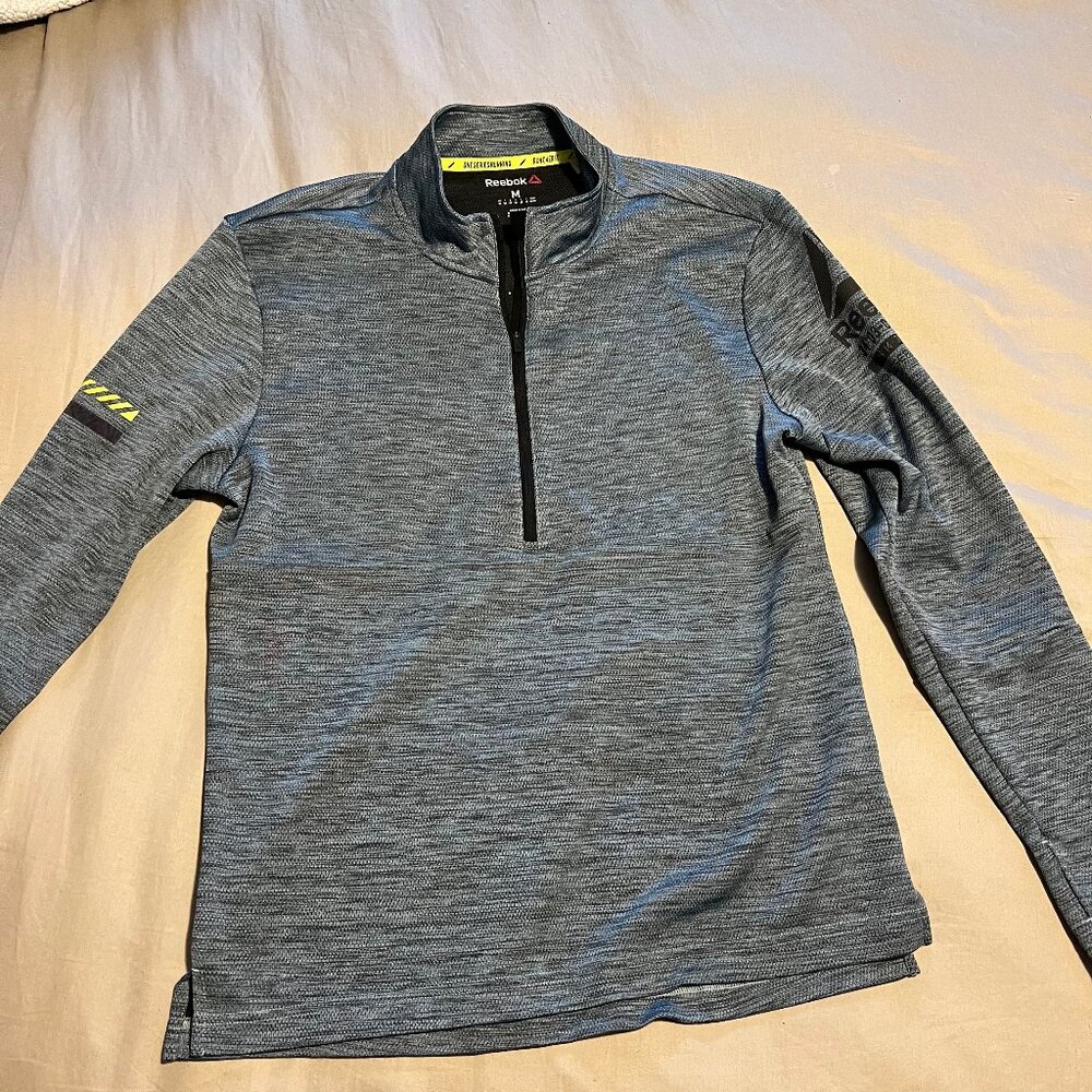 Reebok Running Half Zip Jacket Grey Blue Medium